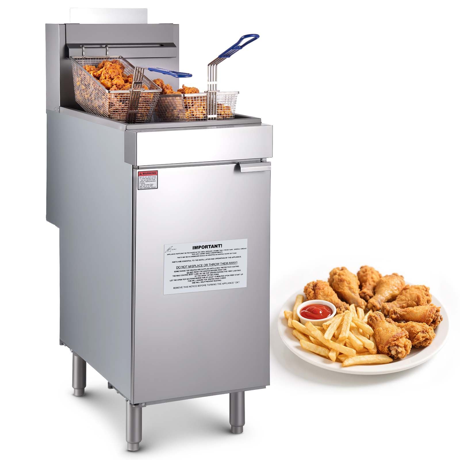 Commercial Gas Deep Fryer Propane - Commercial Deep Fryer, 3-Burner Fryer for