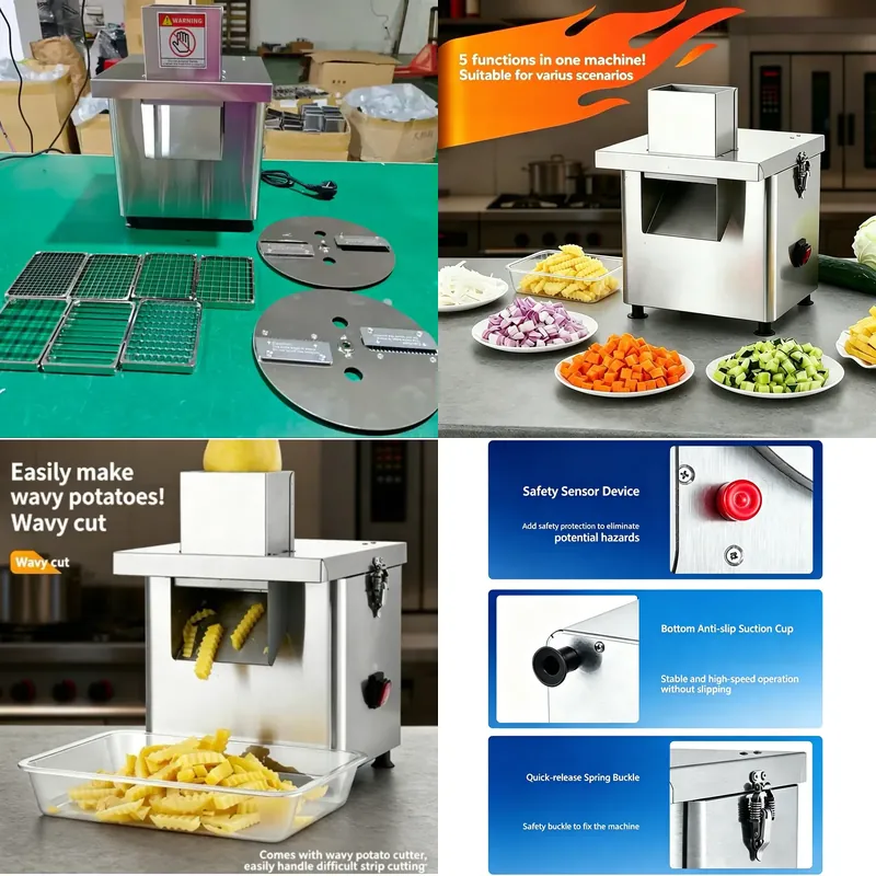 Commercial French Fry Cutter - 2026 300KG/H Multifunctional Commercial Vegetable Dicer