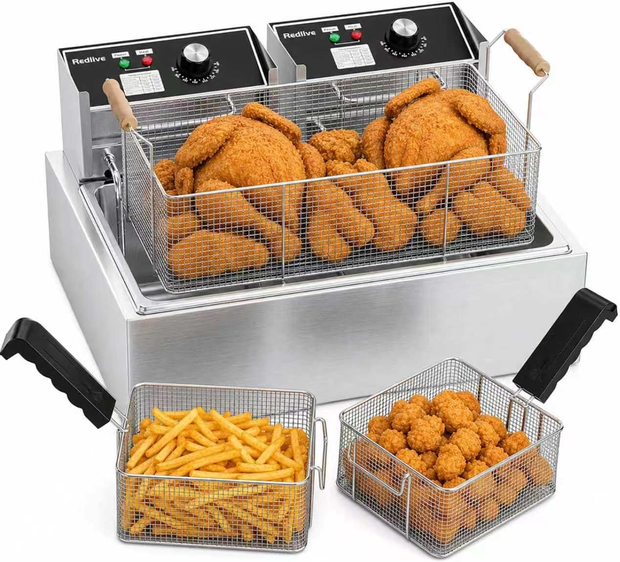 Fryer Basket Commercial Stainless - ^Commercial 22.6L/24QT Stainless Steel Electric Deep