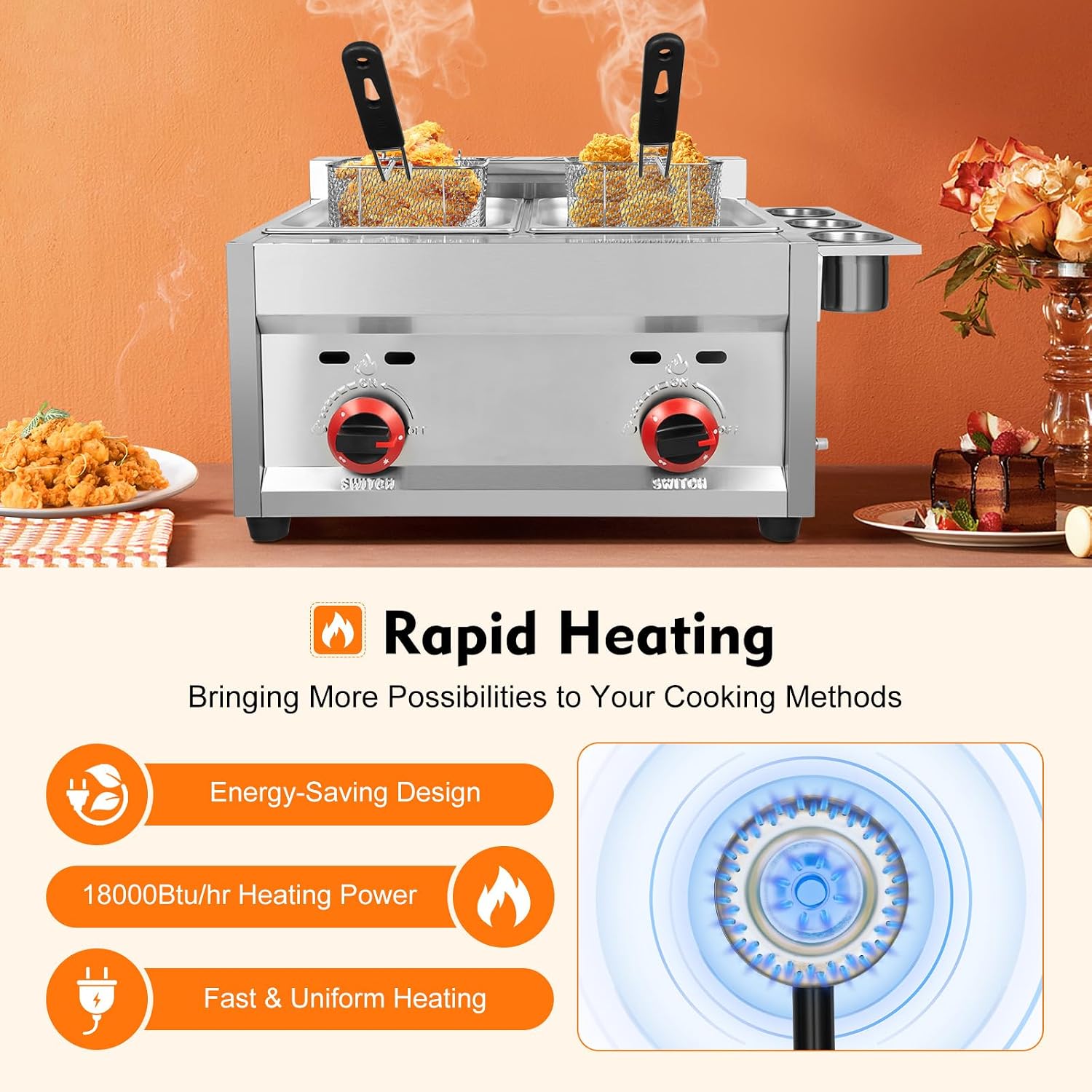 ^Commercial Gas Deep Fryer 12L - Commercial Deep Fryer Double Tank 12L review and price