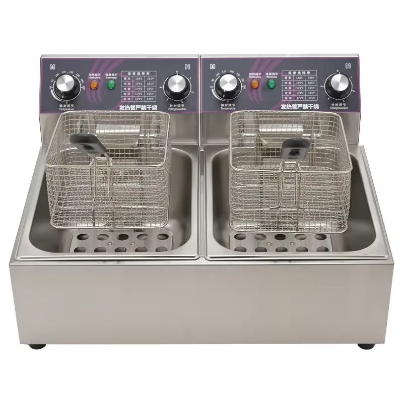 Restaurant Kitchen Double Tank - Countertop Deep Fryer With Timer review and price