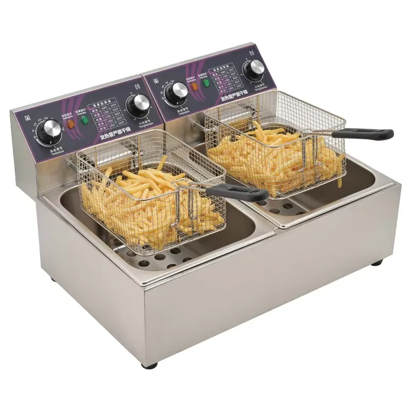 Restaurant Kitchen Double Tank - Countertop Deep Fryer With Timer review and price