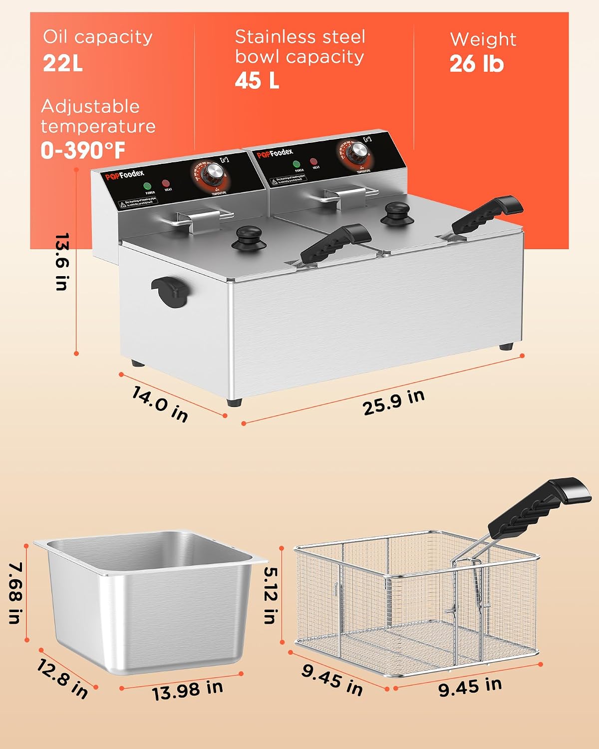 Commercial Deep Fryer - 22L El - Fryer Basket Commercial Stainless review and price