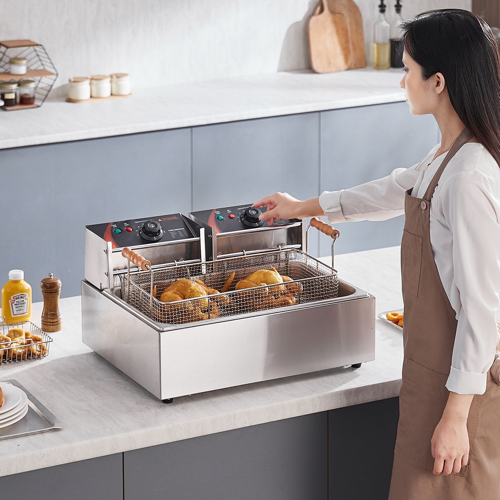 Commercial Deep Fryer, 3000W E - Fryer Basket Commercial Stainless review and price