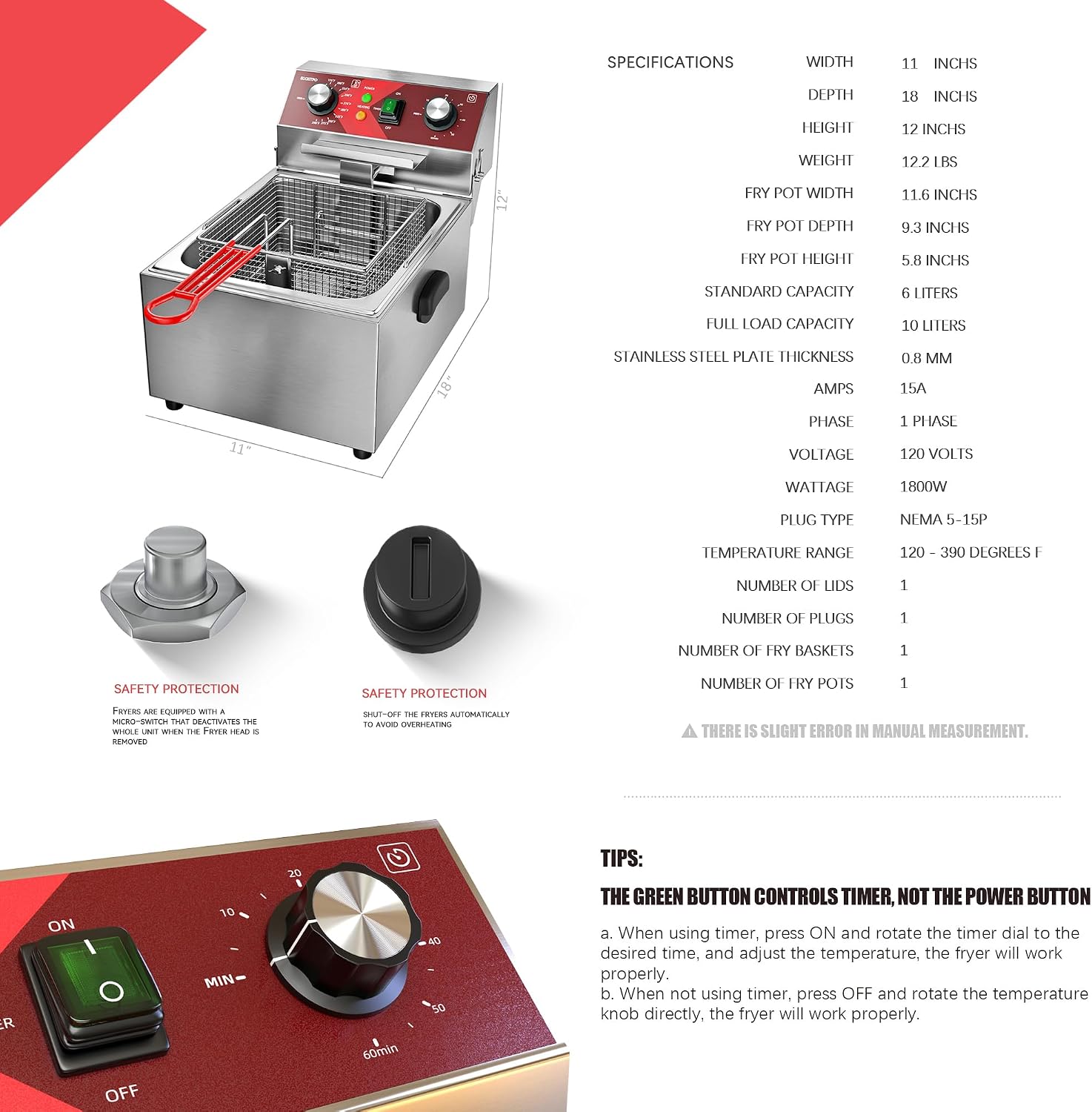 ^Electric Deep fryer Single Ta - Countertop Deep Fryer With Timer review and price
