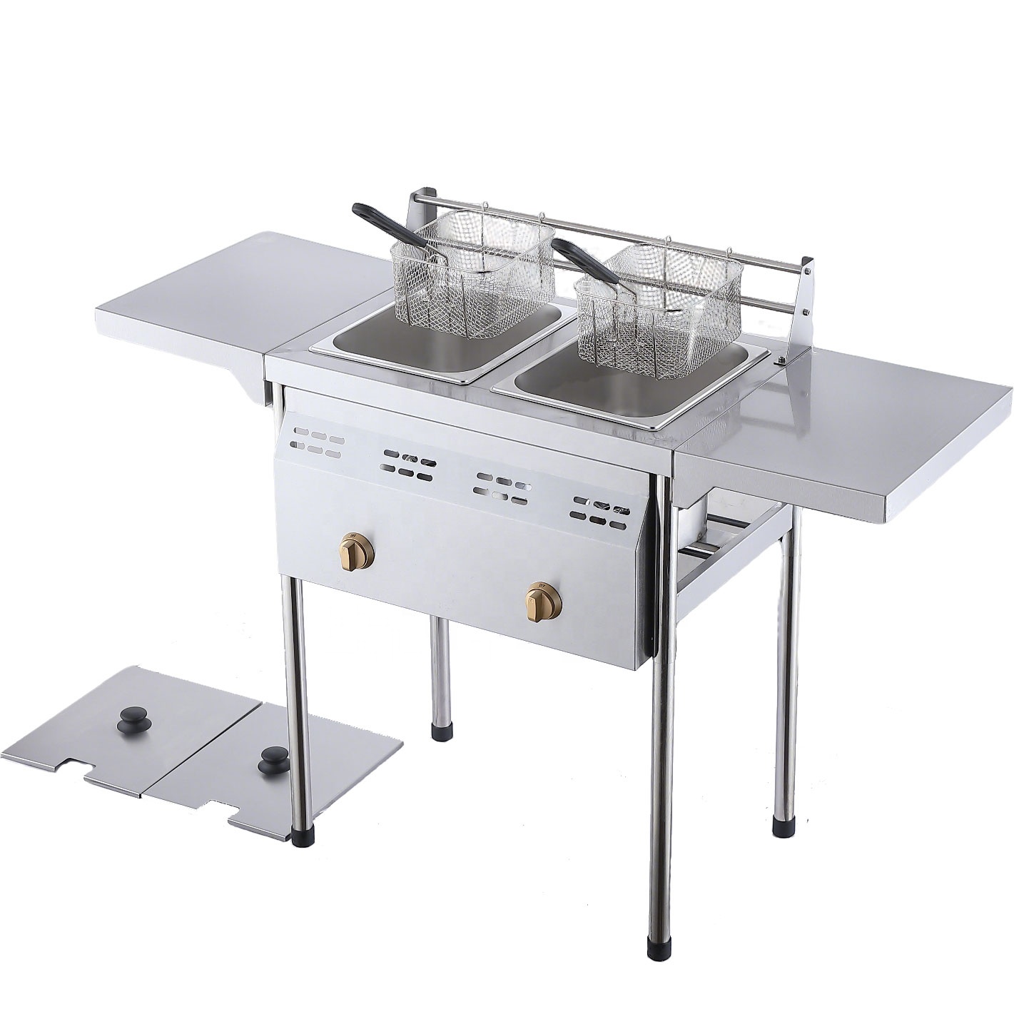 New Commercial Two Tank Deep F - Fryer Basket Commercial Stainless review and price