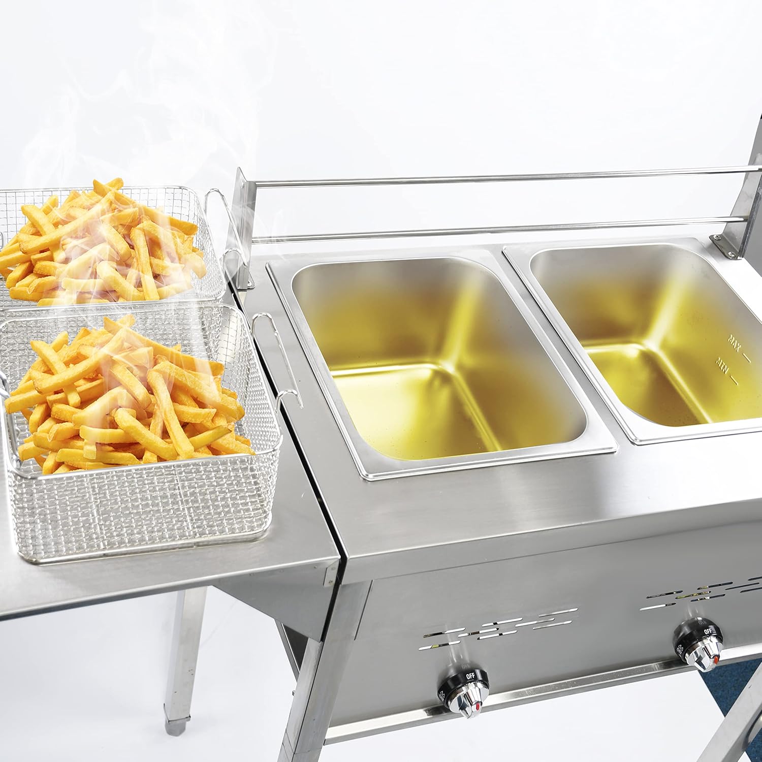 New Commercial Two Tank Deep F - Fryer Basket Commercial Stainless review and price