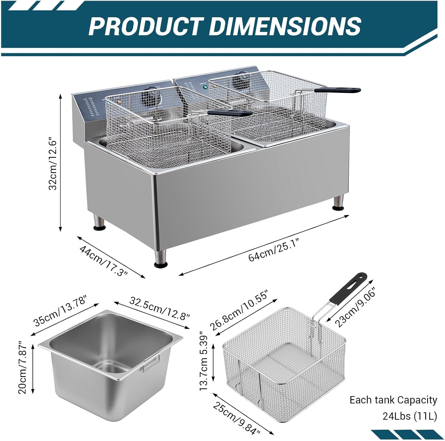 Tacleekii 11L Dual Tank Commer - Fryer Basket Commercial Stainless review and price
