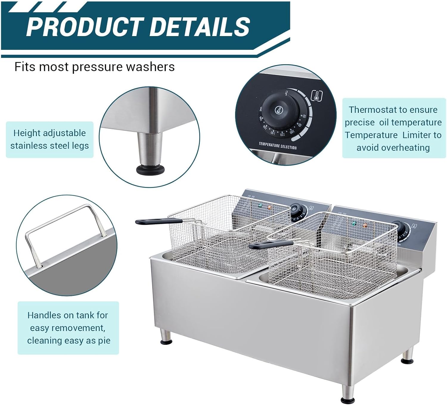Tacleekii 11L Dual Tank Commer - Fryer Basket Commercial Stainless review and price