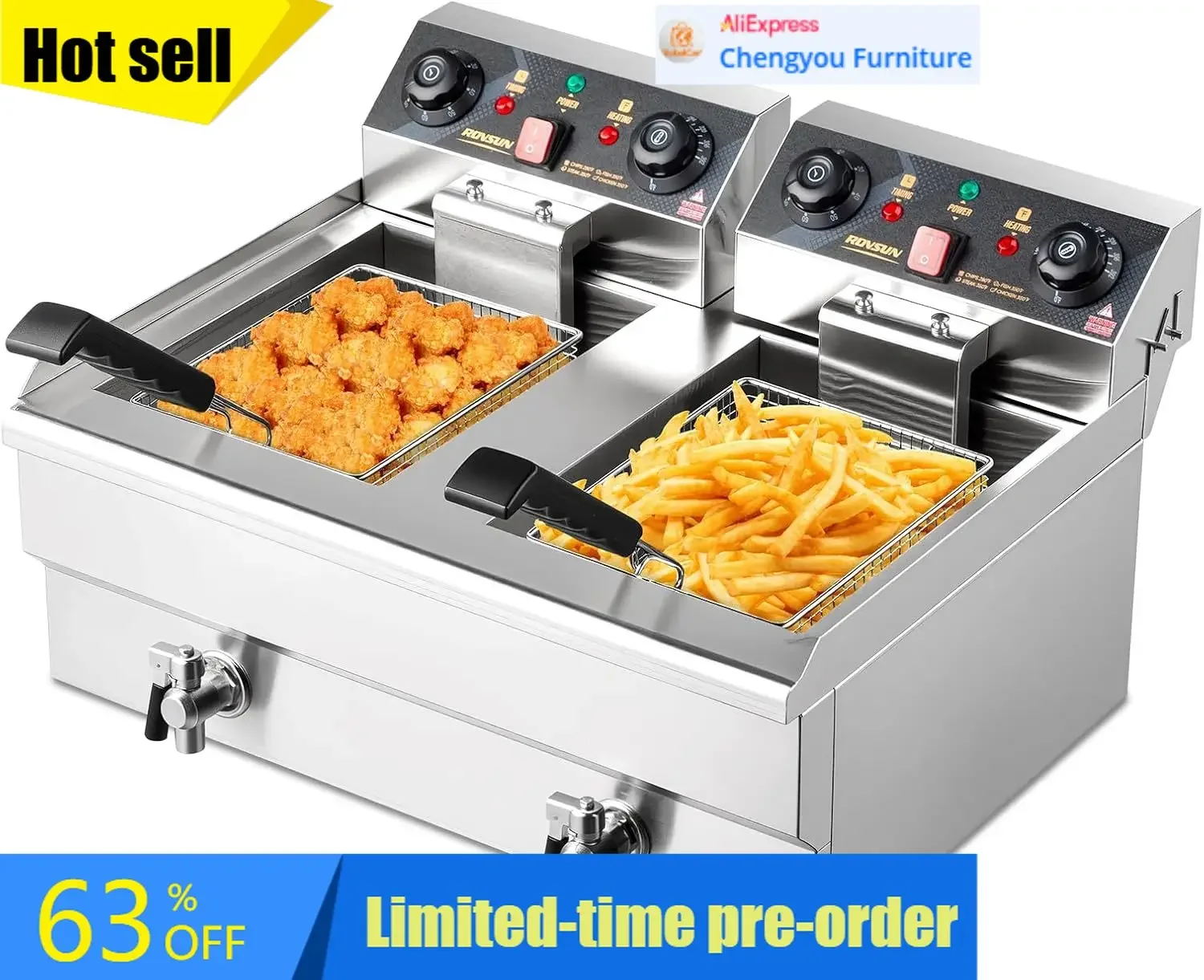 Electric Deep Fryer Dual Tank  - Countertop Deep Fryer With Timer review and price