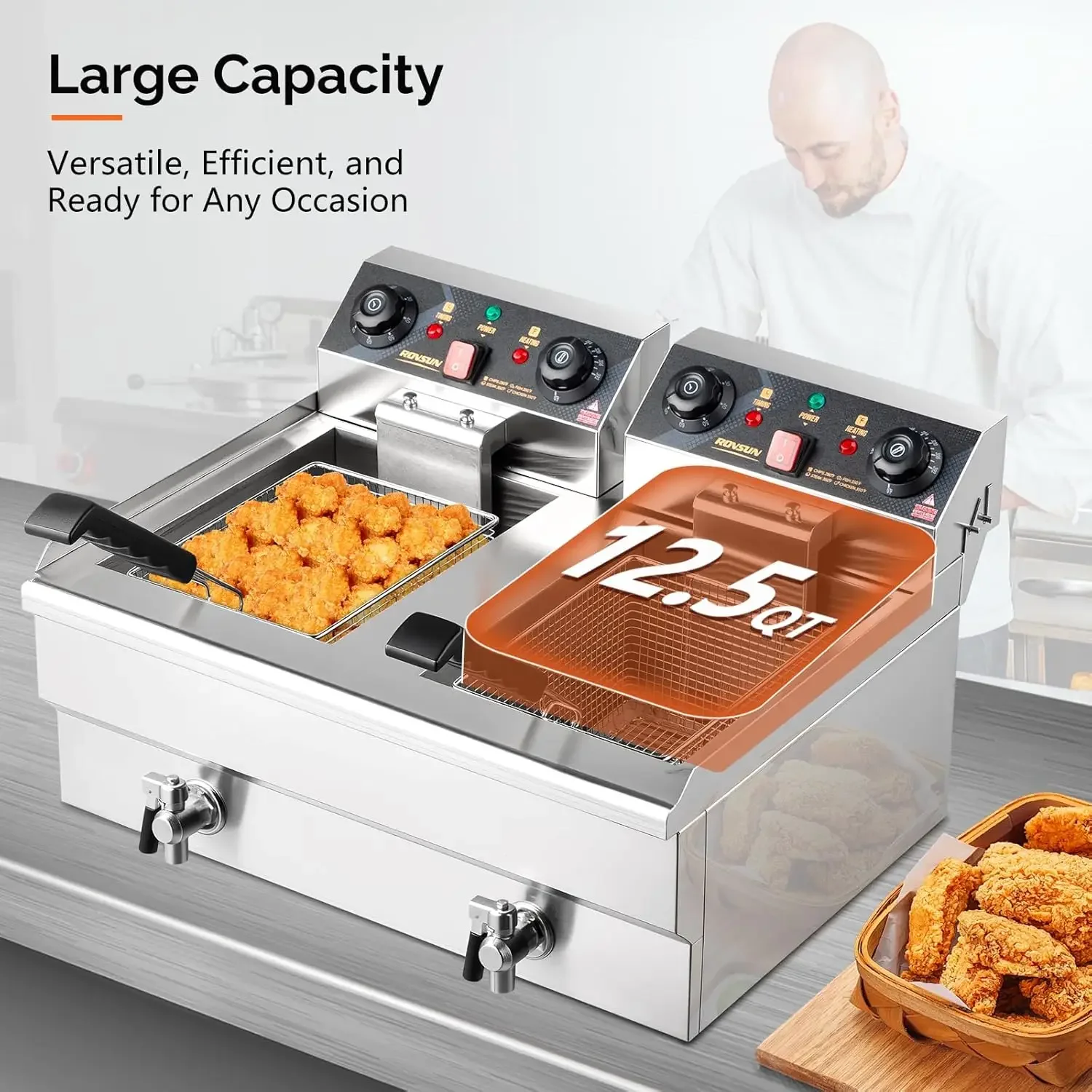 Electric Deep Fryer Dual Tank  - Countertop Deep Fryer With Timer review and price