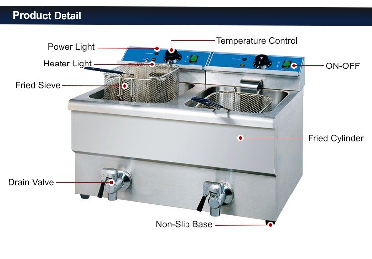 Hot Selling Industrial Double  - Commercial Deep Fryer Double Tank 12L review and price