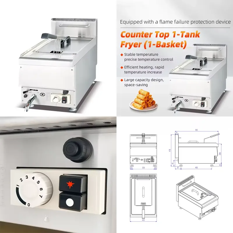 Commercial Desktop Gas Fryer 1 - Commercial Gas Deep Fryer Propane review and price