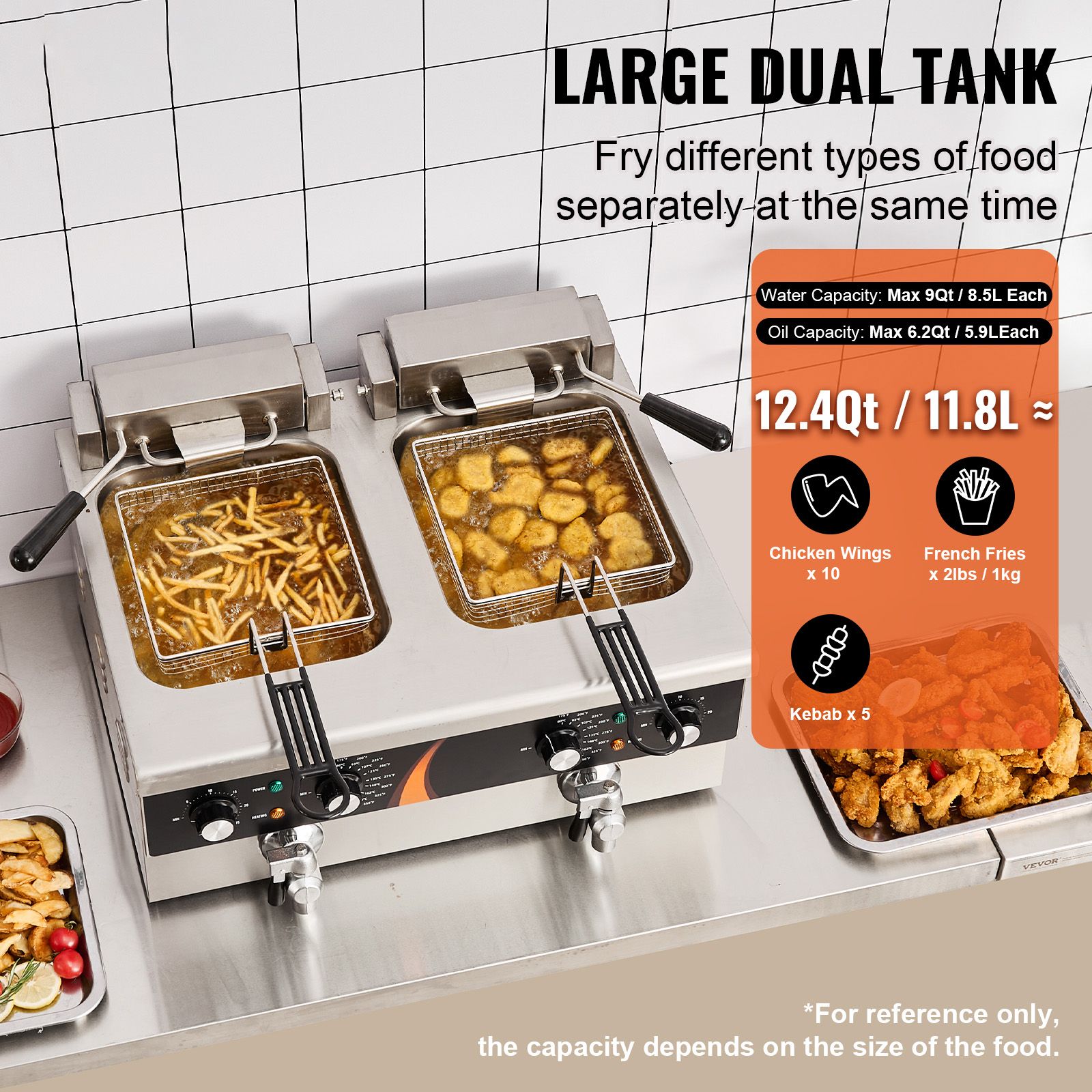 Commercial Deep Fryer 3500W, D - Fryer Basket Commercial Stainless review and price
